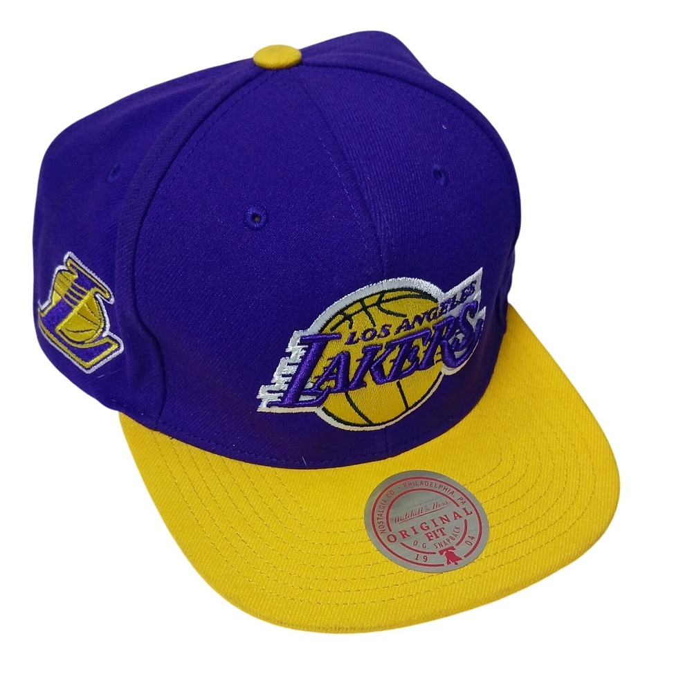 Mitchell & Ness Lakers Snapback Hat NBA Basketball Cap Purple Yellow